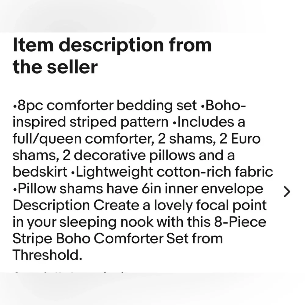 THRESHOLD NWT 8pc stripe boho comforter set -king